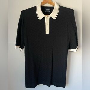 Abercrombie & Fitch Men’s Sweater Polo, Black and White, Medium